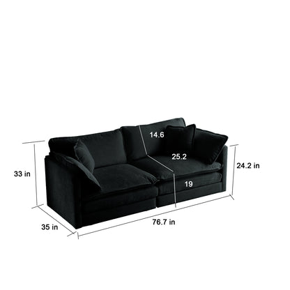 US Local Modern Fabric Loveseat Sofa Couch For Living Room, Upholstered Large Size Deep Seat 2-Seat Sofa With 4 Pillows