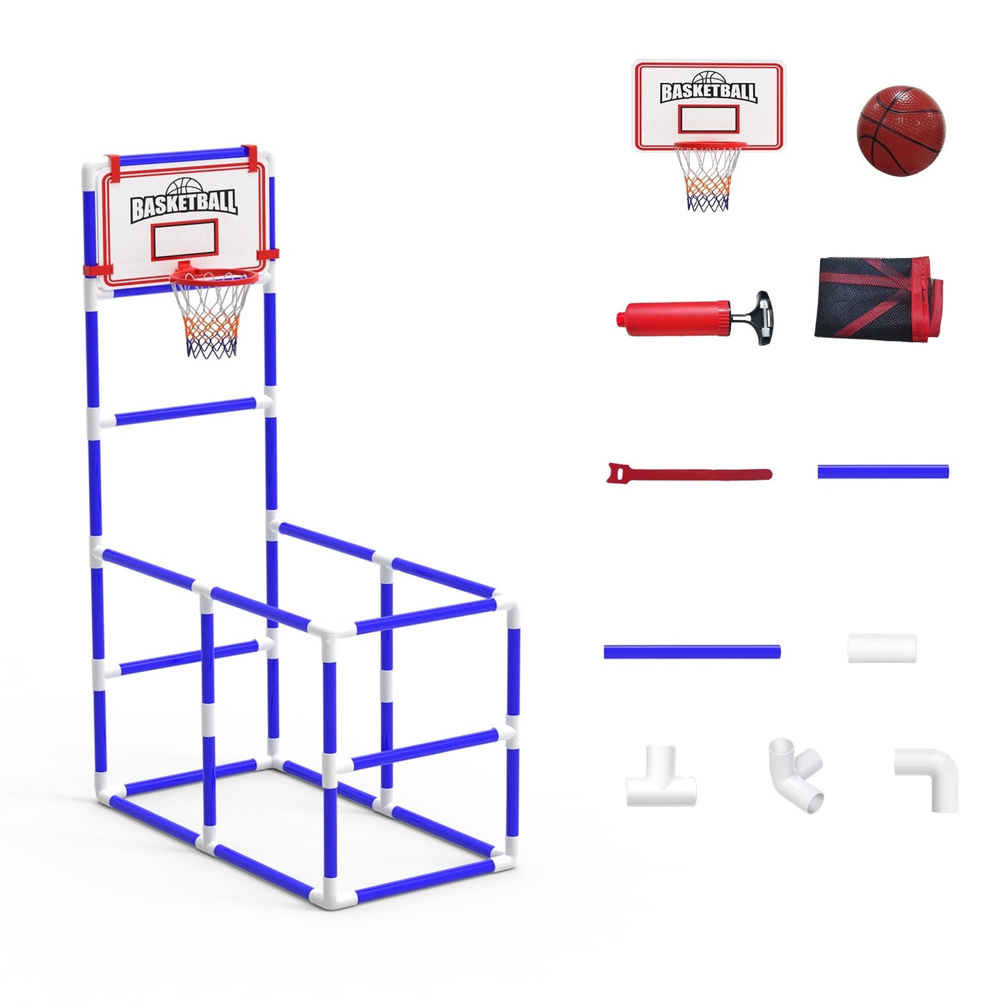 US Local 1Set Kids Basketball Game Set With 2 Balls Adjustable Height Basketball Hoop Arcade Game Indoor Outdoor Toys For Boys Girls Aged 3 To 12