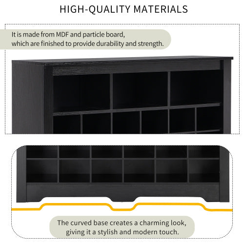 US Local Stylish Design 24 Shoe Cabinet Console, Modern Shoe Cabinet With Curved Base, Multifunctional Sideboard, High Quality, For Corridor, Bedroom, Living Room, Black