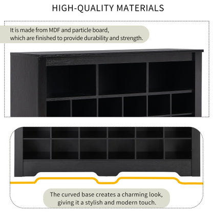 US Local Stylish Design 24 Shoe Cabinet Console, Modern Shoe Cabinet With Curved Base, Multifunctional Sideboard, High Quality, For Corridor, Bedroom, Living Room, Black