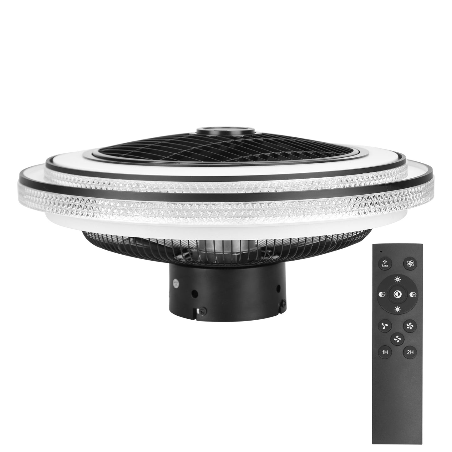 US Local 20.5in Ceiling Fan With Light Round Pendant Fan Lamp 30W LED Ceiling Fan With 3-Fan Speed Remote Control Timer APP Control