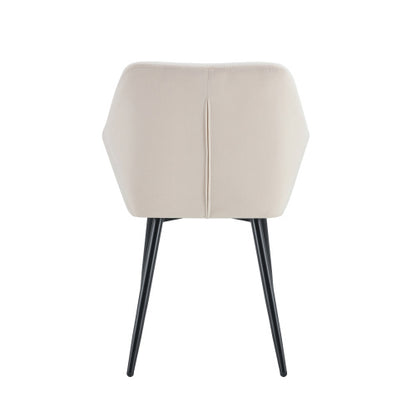 US Local Leisure Modern Living Dining Room Accent Arm Chairs Club Guest With Strong Black Metal Legs, Set Of 2, TEDDY Fabric Beige