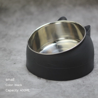 US Local Stainless Steel Dog Bowl Double Bowl Cervical Protection Oblique Mouth Hot Pet Food Basin Supplies