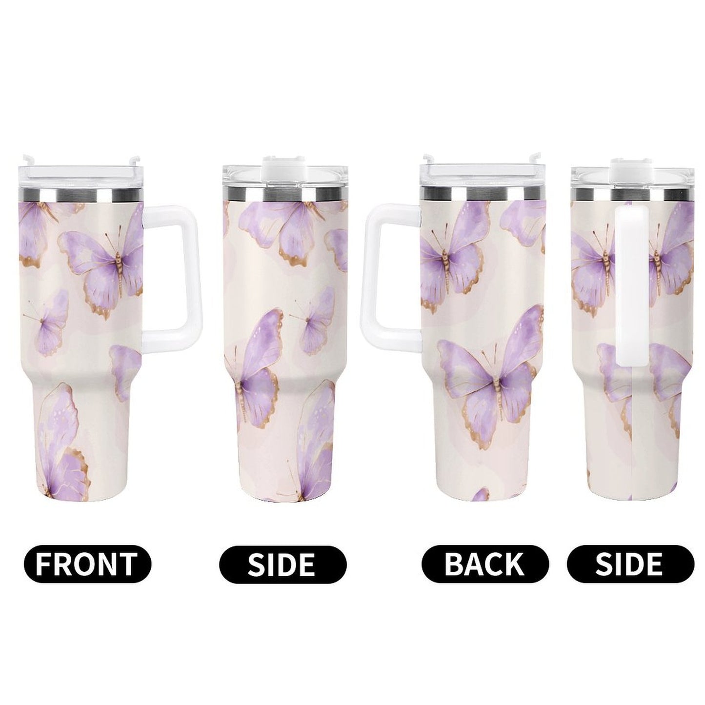 PHDT00496 POD US Local Tumbler 40oz Large Capacity Car Cup Butterfly, Romantic
