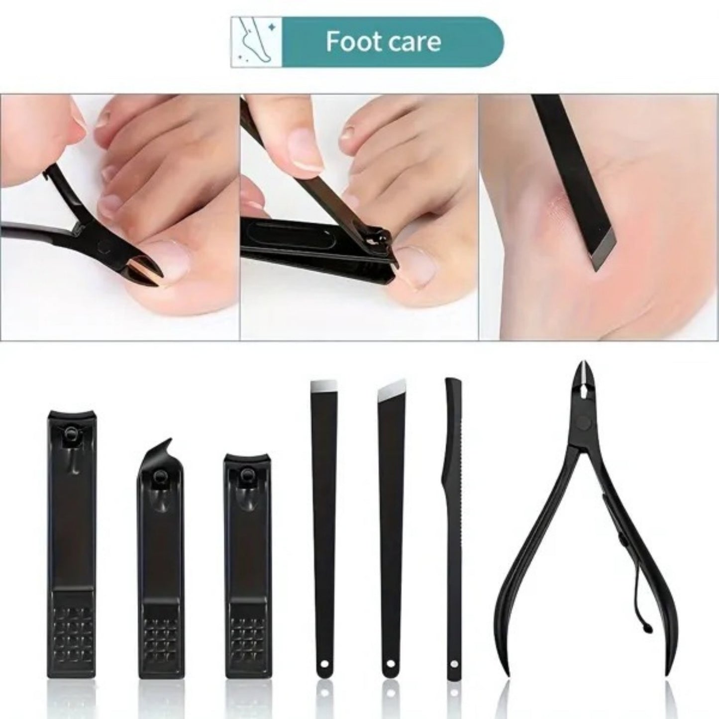 US Local 10-Piece Black Nail Clippers Kit With Travel Case