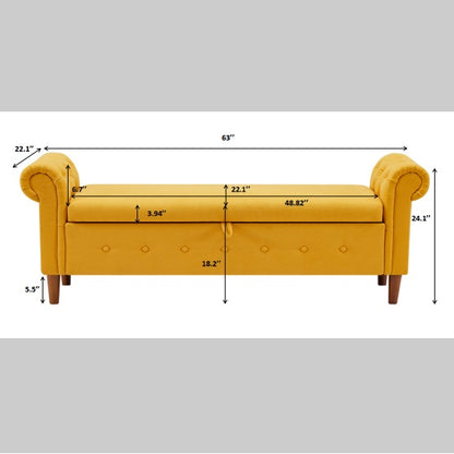 US Local Yellow Multifunctional Storage Rectangular Sofa Stool