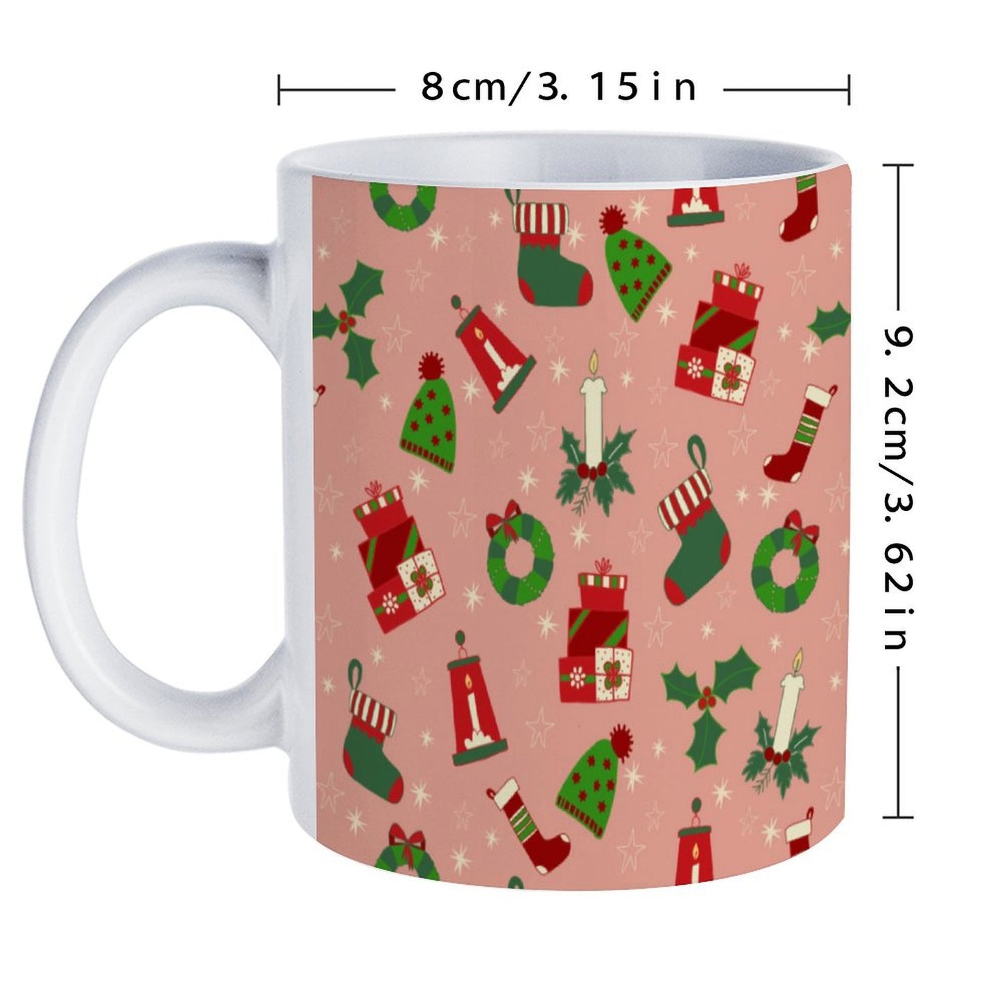 POD US Local White mug with full print, Christmas Pink 0045