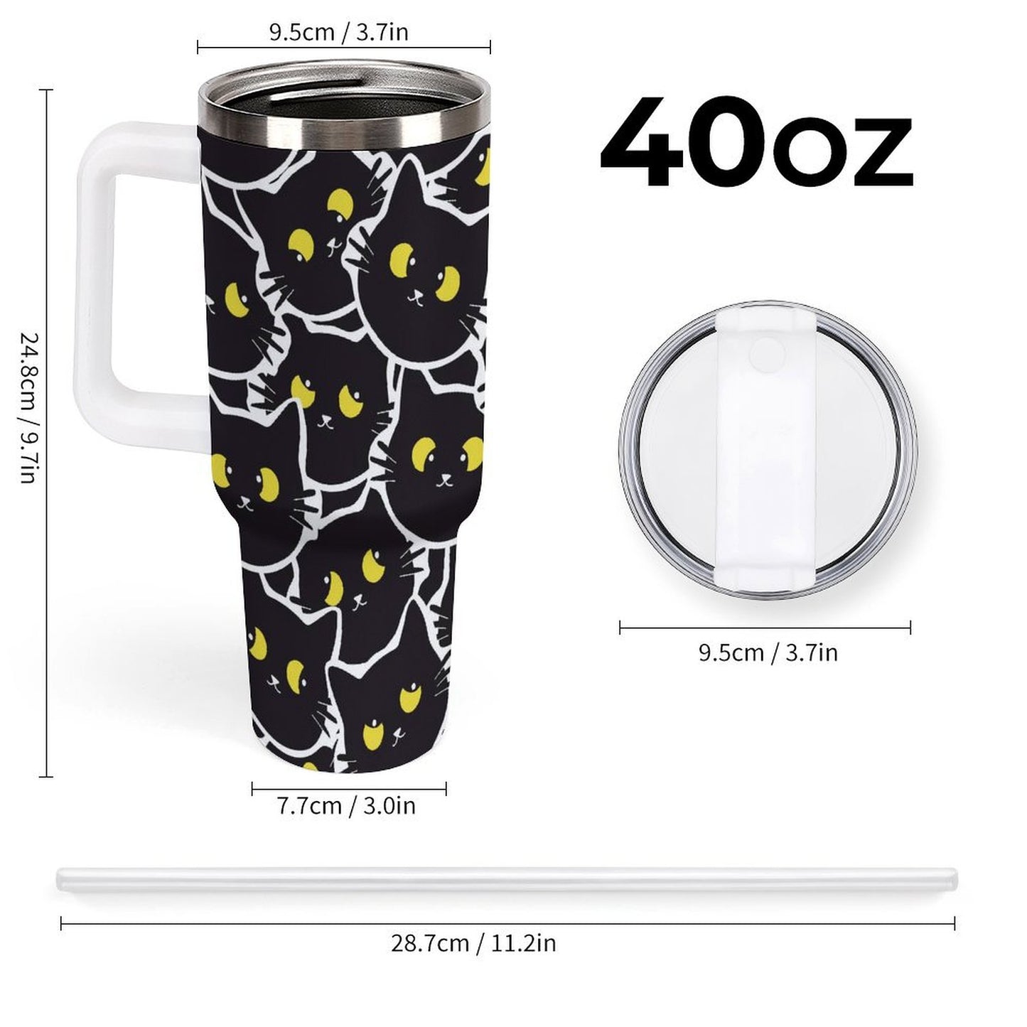 PHDT00270 POD US Local Tumbler 40 oz Large Capacity Car Cup Cat, Yellow Eyes