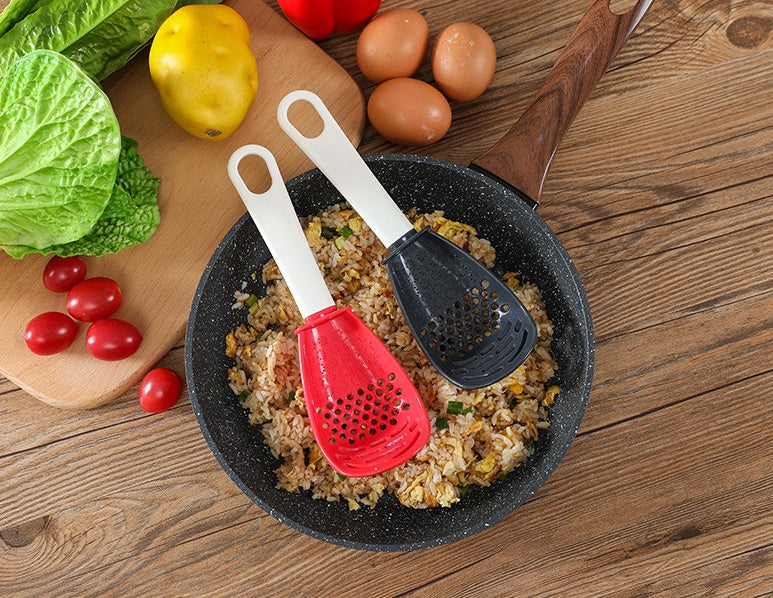 USA Local Multifunctional Slotted Spoon Grinding Cooking Spoon Mashed Auxiliary Food Ginger Garlic Spoon Press Potatoe Stir-frying Spatula Kitchen Gadget
