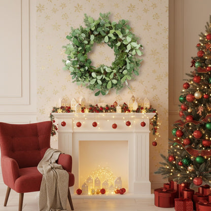 US Local Christmas Cedar Wreath Full Luxe Greenery Holiday Door Festive Pinecone & Berry Accent FBA Shipment