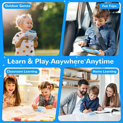 US Local Blue-Pink Color Options -- 1Pc Spanish & English Talking Flash Cards 224 Sight Words Bilingual Flash Cards Rechargeable Card Early Educational Toy For Boys Girls Aged 1 2 3 4 5 6 7 8 Years Old