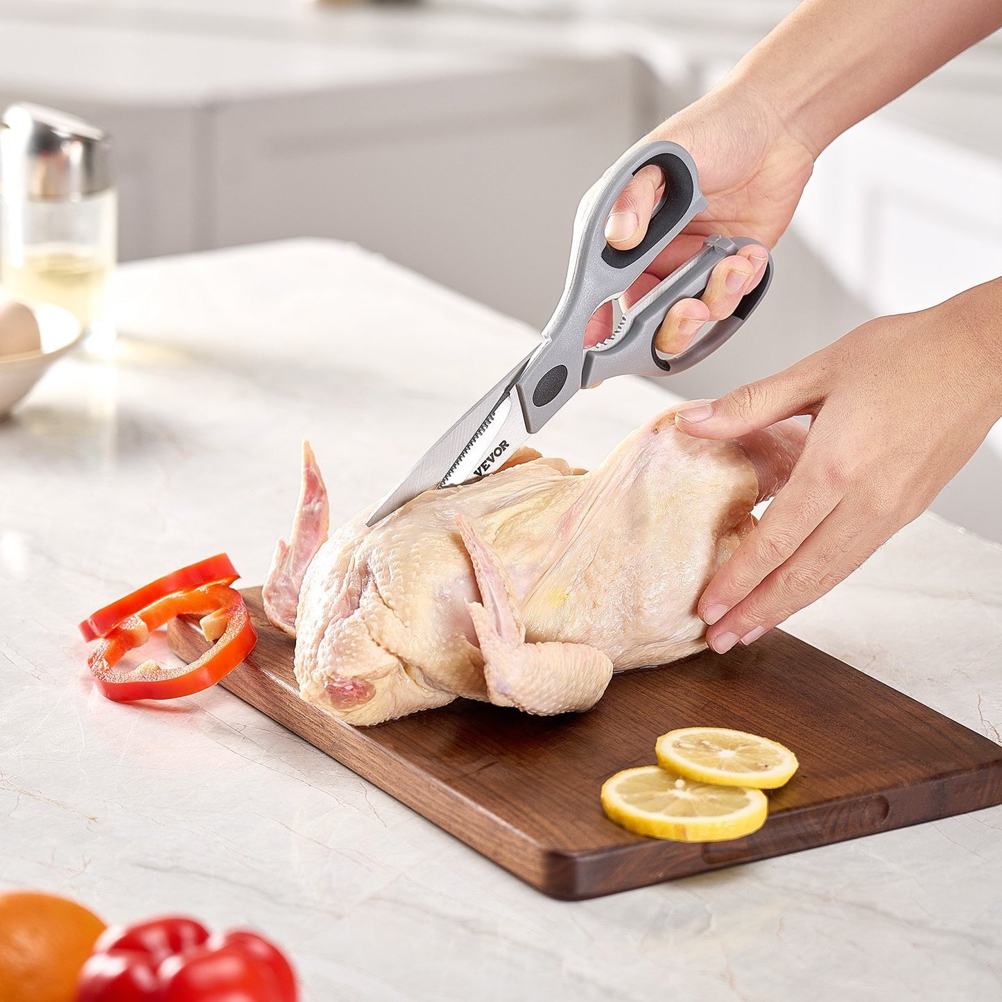 US Local Kitchen Scissors 2 Pack Stainless Steel Kitchen Cooking Shears Cyan Grey