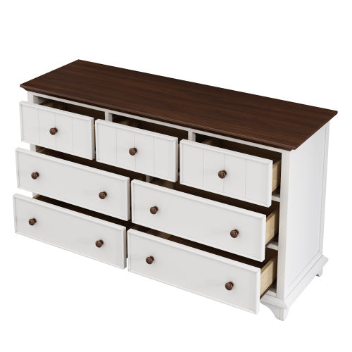 US Local Wooden Captain Seven-Drawer Dresser For Bedroom, Living Room, Kids' Room, White Walnut