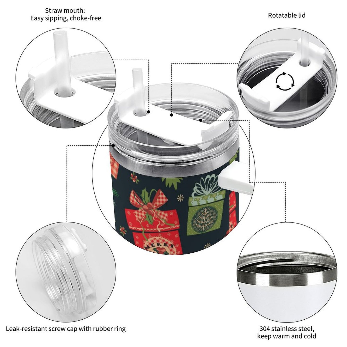 PHDT00009 POD US Local Tumbler 40 oz Large Capacity Car Cup Christmas