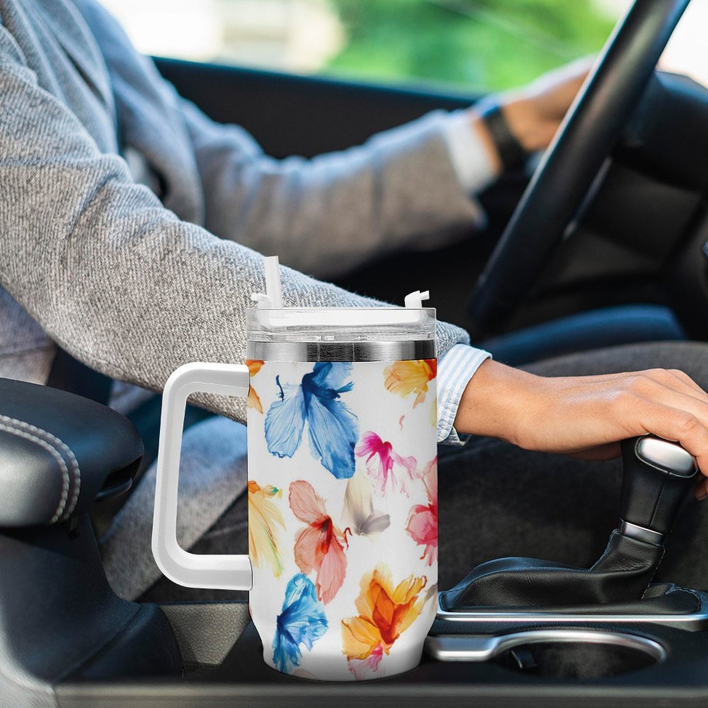 PHDT00241 POD US Local Tumbler 40 oz Large Capacity Car Cup Casual, Flower