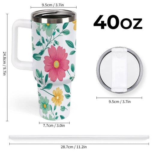 PHDT00372 POD US Local Tumbler 40 oz Large Capacity Car Cup Flowers, Leaves, Spring