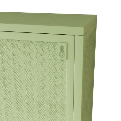 US Local Glass Door Modern Two-door Wall Cabinet, Wall Cabinet With Characteristic Woven Pattern, Green
