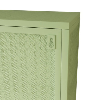 US Local Glass Door Modern Two-door Wall Cabinet, Wall Cabinet With Characteristic Woven Pattern, Green