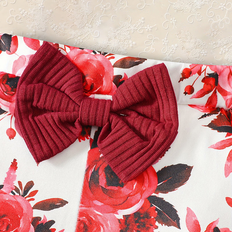 US Local Newborn Baby Girl 'Hello I'm New Here' Romper Set Includes Floral Pants, Hat, Headband, & Coming Home Outfit