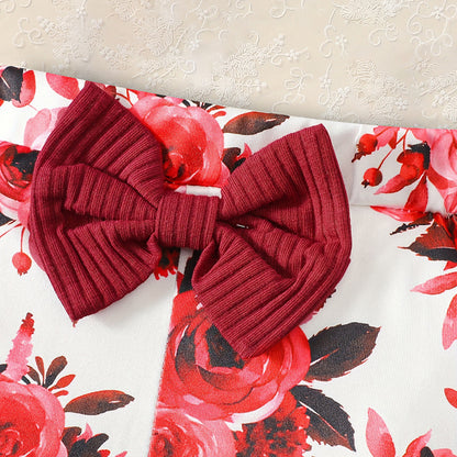 US Local Newborn Baby Girl 'Hello I'm New Here' Romper Set Includes Floral Pants, Hat, Headband, & Coming Home Outfit