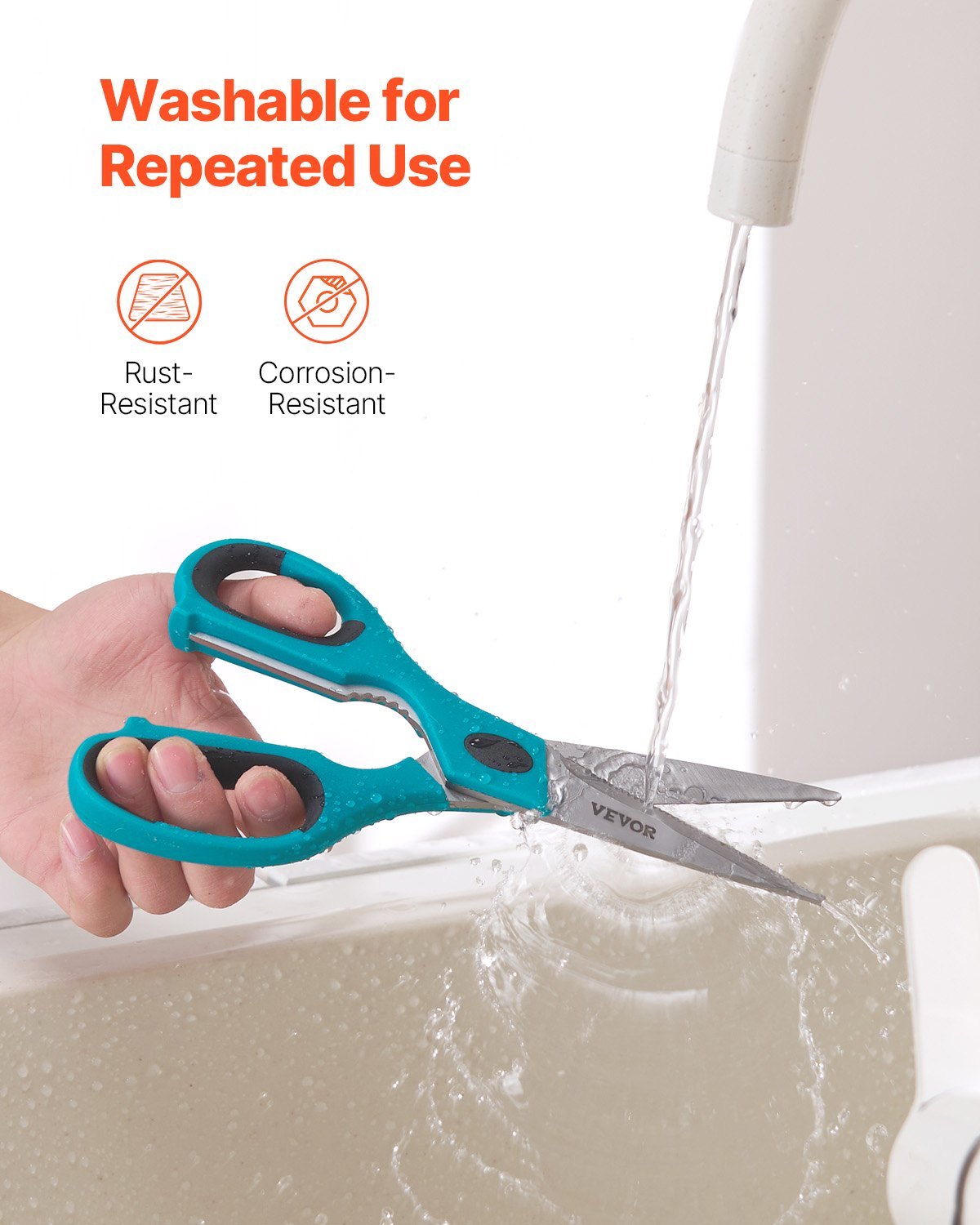 US Local Kitchen Scissors 2 Pack Stainless Steel Kitchen Cooking Shears Cyan Grey