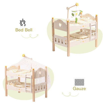 US Local ROBOTIME Doll Bunk Beds Cradle For 18 Inch Dolls, Wooden Baby Doll Beds Cribs Fits American Girls