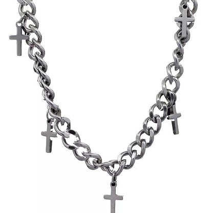 European And American Fashion Men's Fashionable Design Clavicle Chain Cold Style Simple Hip Hop Cross Necklace