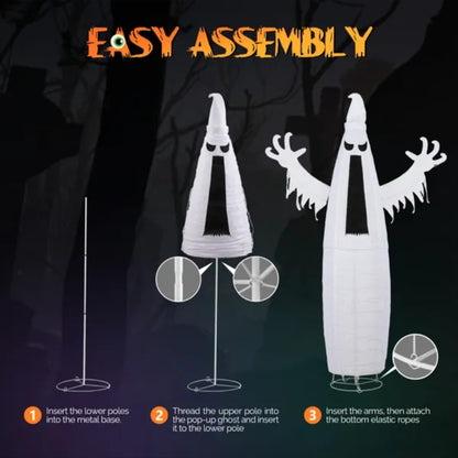 US Local 5.9ft Pop-up Ghost 160LED Lighted Outdoor Halloween Decorations