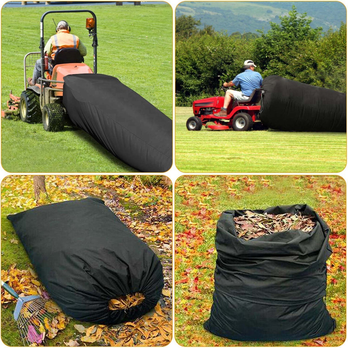 US Local 1Pc Lawn Tractor Leaf Bag 54 Cubic Feet Standard Garden Waste Collecting Bag With 112in Opening For Riding Lawn Mower Rubbish Bag Outdoor