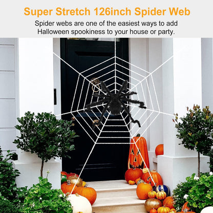 US Local 1 Pc Halloween Decorations Spider Outdoor 49inch Halloween Spider With 126 Inch Tarantula Mega Spider Web Hairy Poseable Scary Spider Outdoor Yard Creepy Decor Spider Stretch Cobweb
