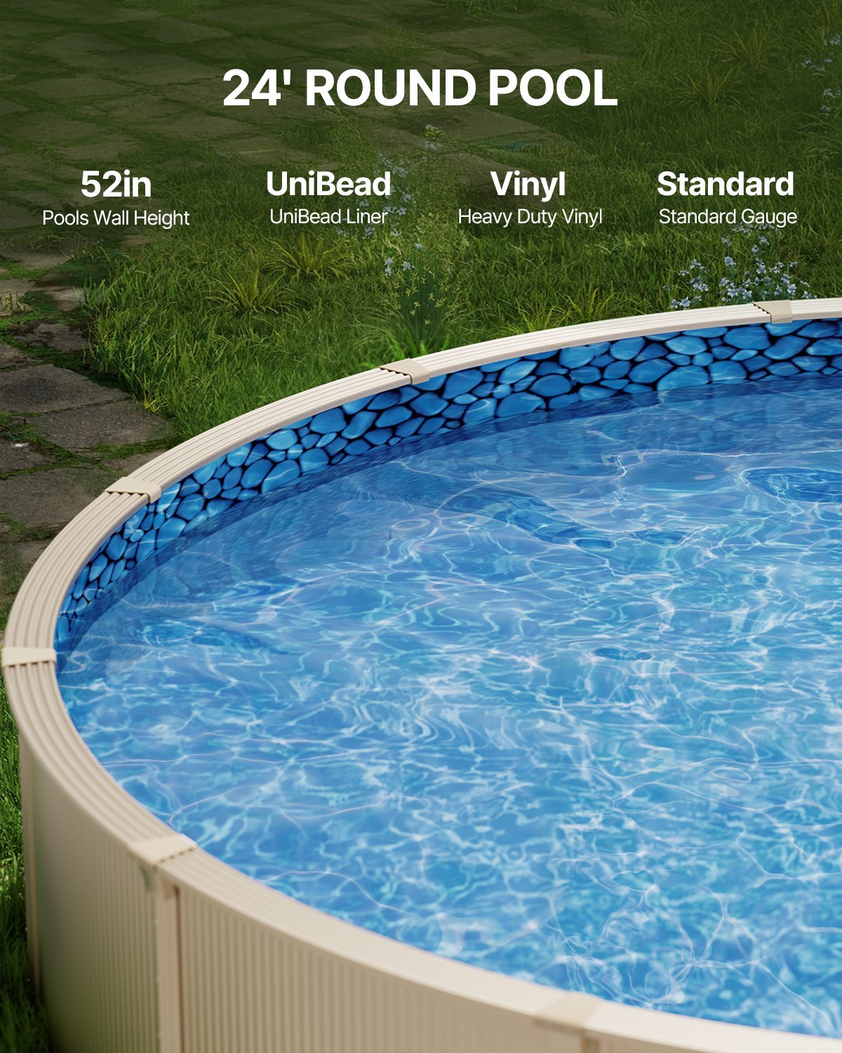 US Local Round Pool Liner 24ft Unibead Style Pool Liner 52in Wall Height Durable