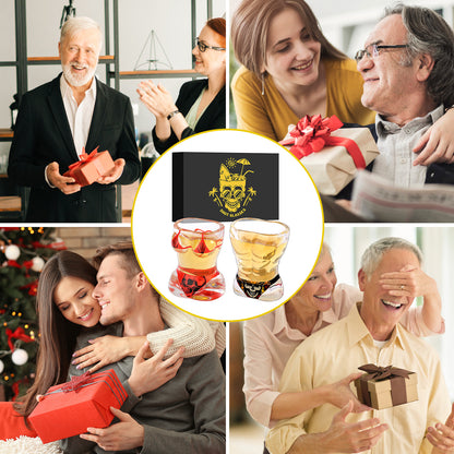 US Local 2 Pieces, Black Muscle Men's And Red Bikini Skull Style Glass Small Wine Glasses Bar Tools Christmas Gift, Halloween Gift, Birthday Gift, Company Party Gift, Universal Gift