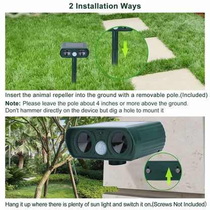 US Local Ultrasonic Animal Repellent Solar Motion Sensor Repellent IPX4 Outdoor Waterproof Type, No Delivery On Weekends