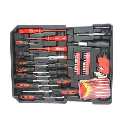 US Local Black Manual Toolbox With 4 Layers Of Tool Sets And Wheels