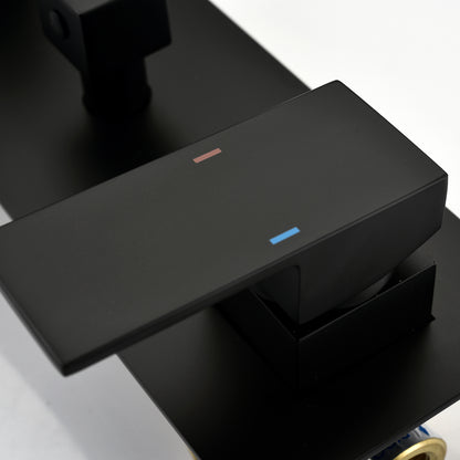 US Local Brass Matte Black Shower Faucet With Shower System, 10 Inch Shower Head And Handheld Spray Bathroom Deluxe Faucet Combination