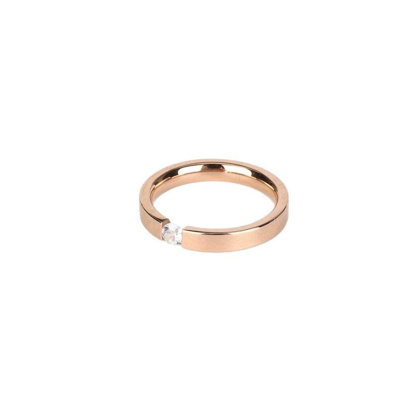 Zircon Titanium Steel Couple Diamond-studded Ring