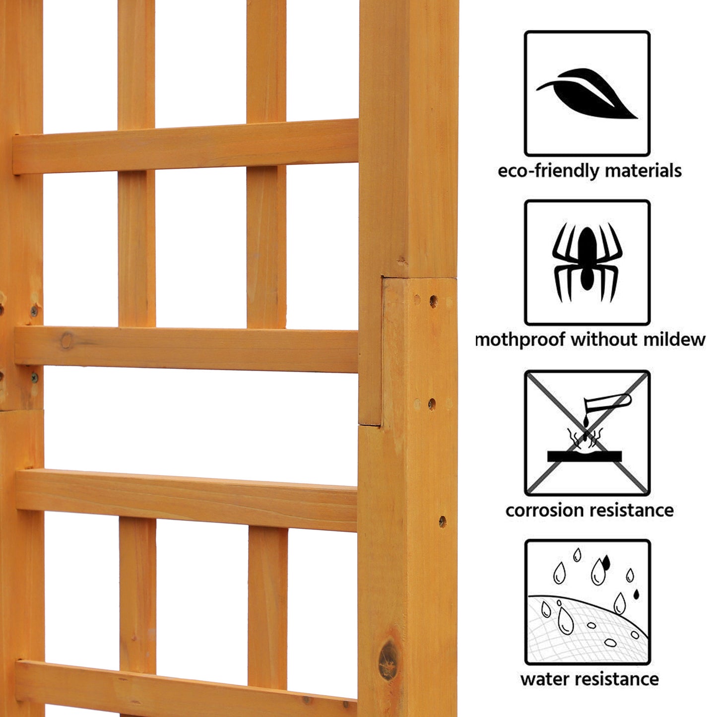 US Local Round Garden Arbor 7.5 Ft Fir Wood Archway For Climbing Plants Pergola Style Wedding Ceremony Yellow