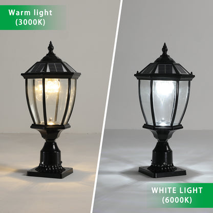 Black Solar Powered LED Outdoor Lantern, Vintage Garden Light With Elegant Glass Design For Pathways, Yards, And Patios 2-Pack