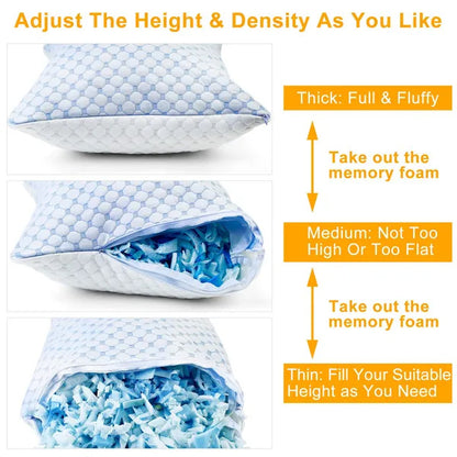 US Local Bed Pillows Cooling Memory Foam Pillow Ventilated With Cooling Gel Infused Memory Foam Heat Reducing Cooling Fiber Breathable Machine Washable