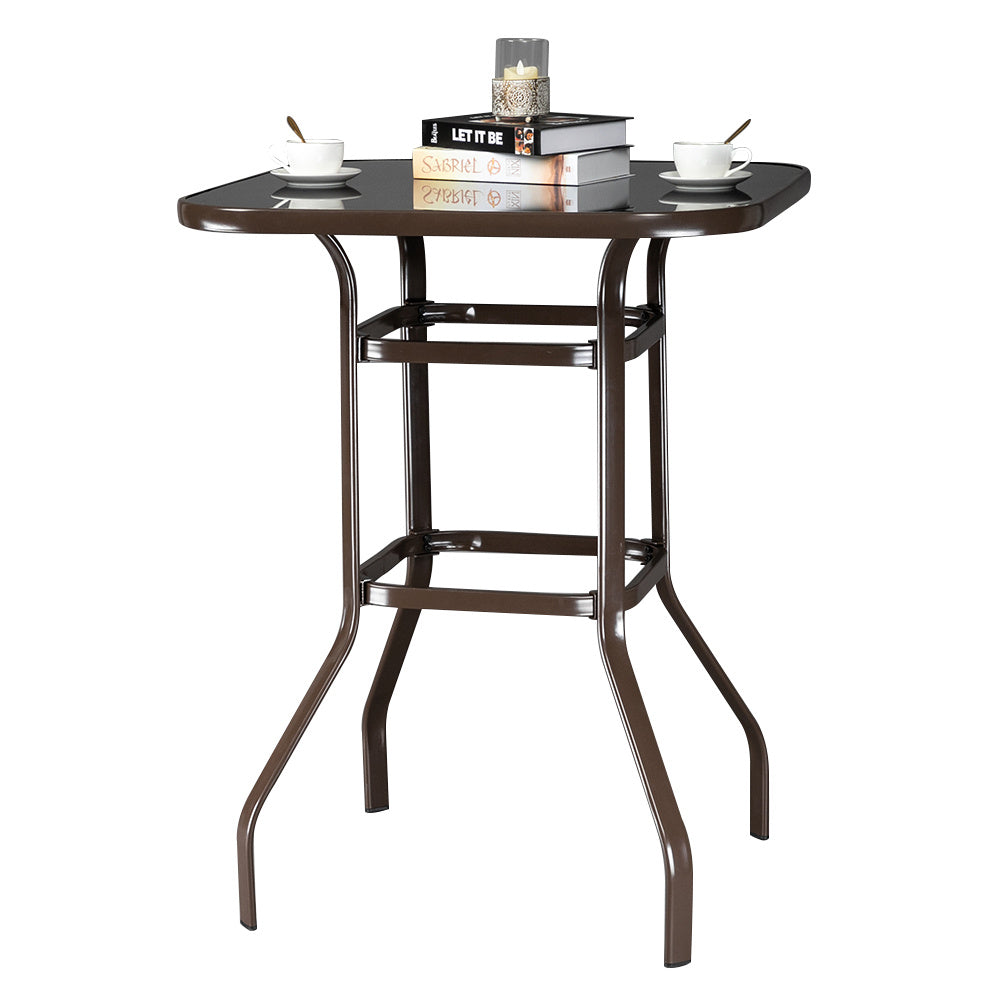 US Local Brown Wrought-iron Glass High Bar Table