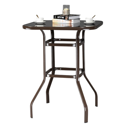 US Local Brown Wrought-iron Glass High Bar Table