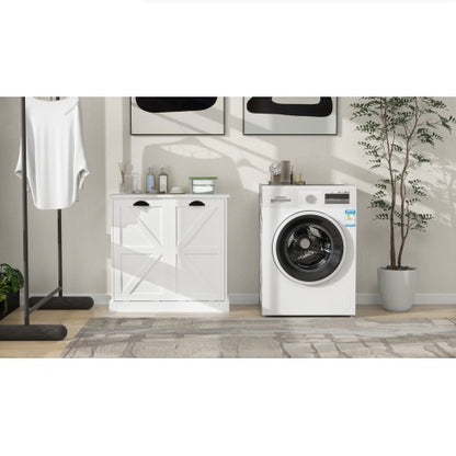 US Local Two-Compartment Tilt-Out Laundry Sorter Cabinet-White