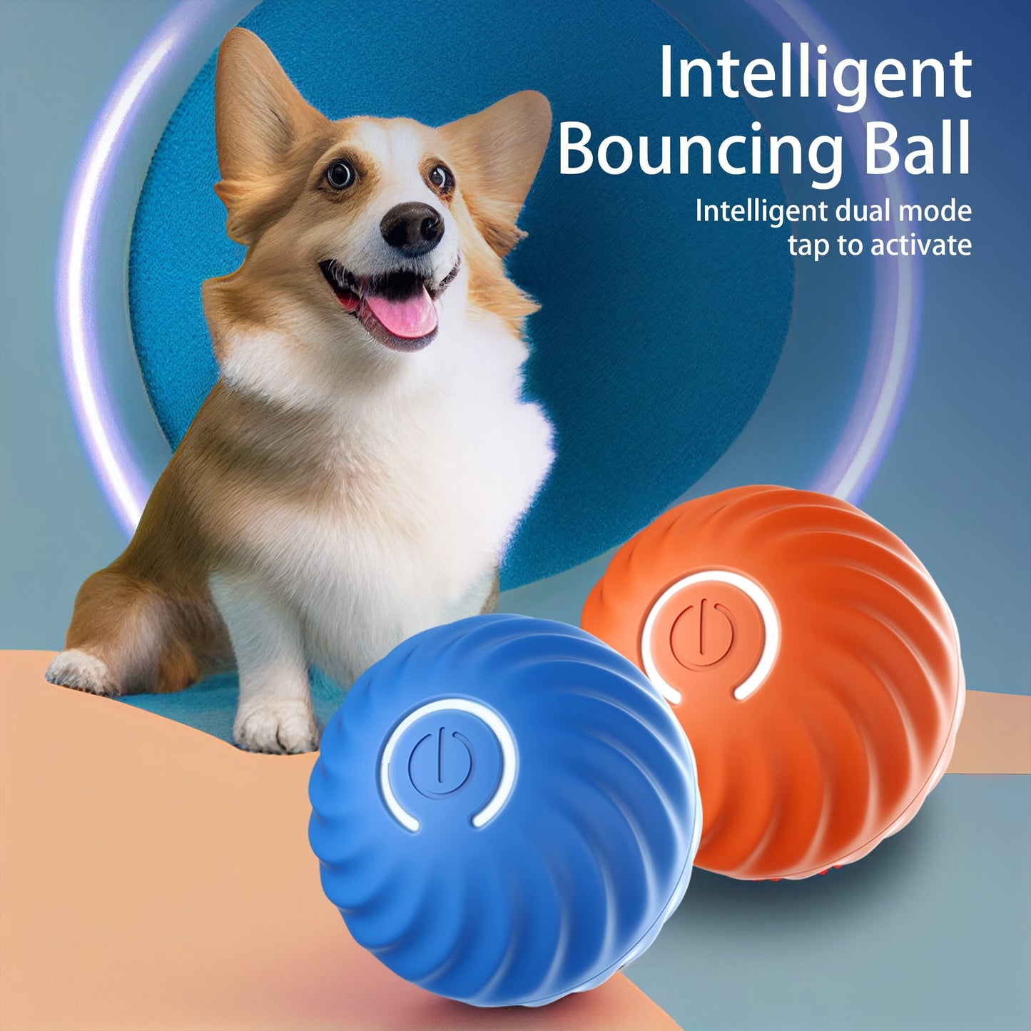 US Local Interactive Bouncing Ball For Dogs,Automatic Smart Toy, Self-moving Rotating Stimulating Pet Entertainment, Noise-Reducing Urchin Cover,USB Rechargeable Dog Toy, Dog Electric Interactive Toy