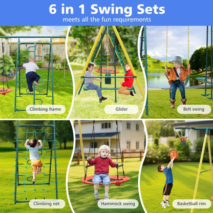 US Local Indoor Outdoor Metal Swing Set With Safety Belt