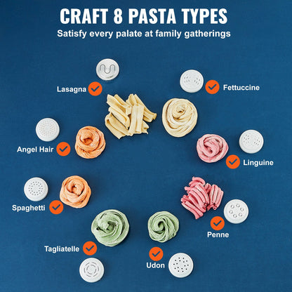 US Local Electric Pasta Maker Automatic Noodle Making Machine With 8 Pasta Shape