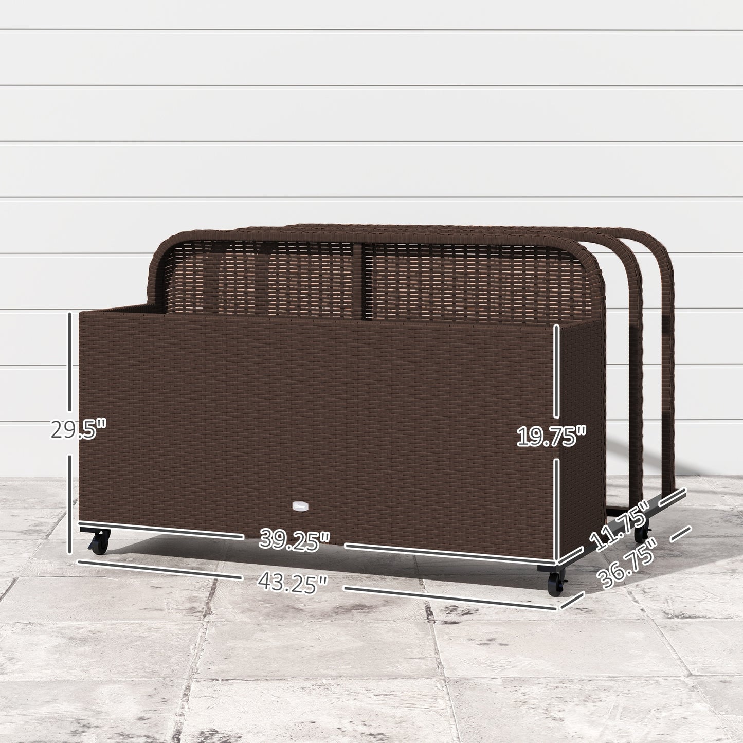 US Local Rattan Pool Float Storage Organizer With Wheels, Brown