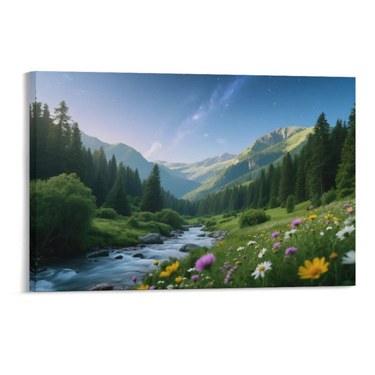 Decorative Interior Frame Painting Mountain-river-starry-summer-3
