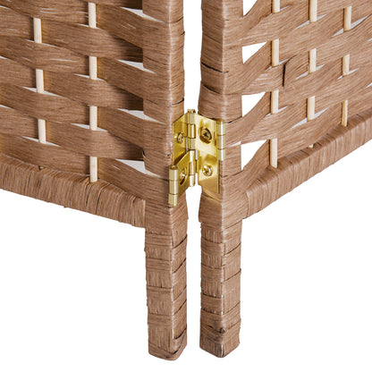 US Local 6 Panel Wicker Room Divider 6' Tall Privacy Screen Natural