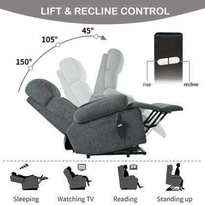 US Local Oversized Power Lift Recliner Chair For Elderly, Electric Fabric Recliner Chair For Seniors, Home Theater Seating,Reclining Sofa Chair With Remote Control,Side Pocket ,Spacious SeatDark Gray