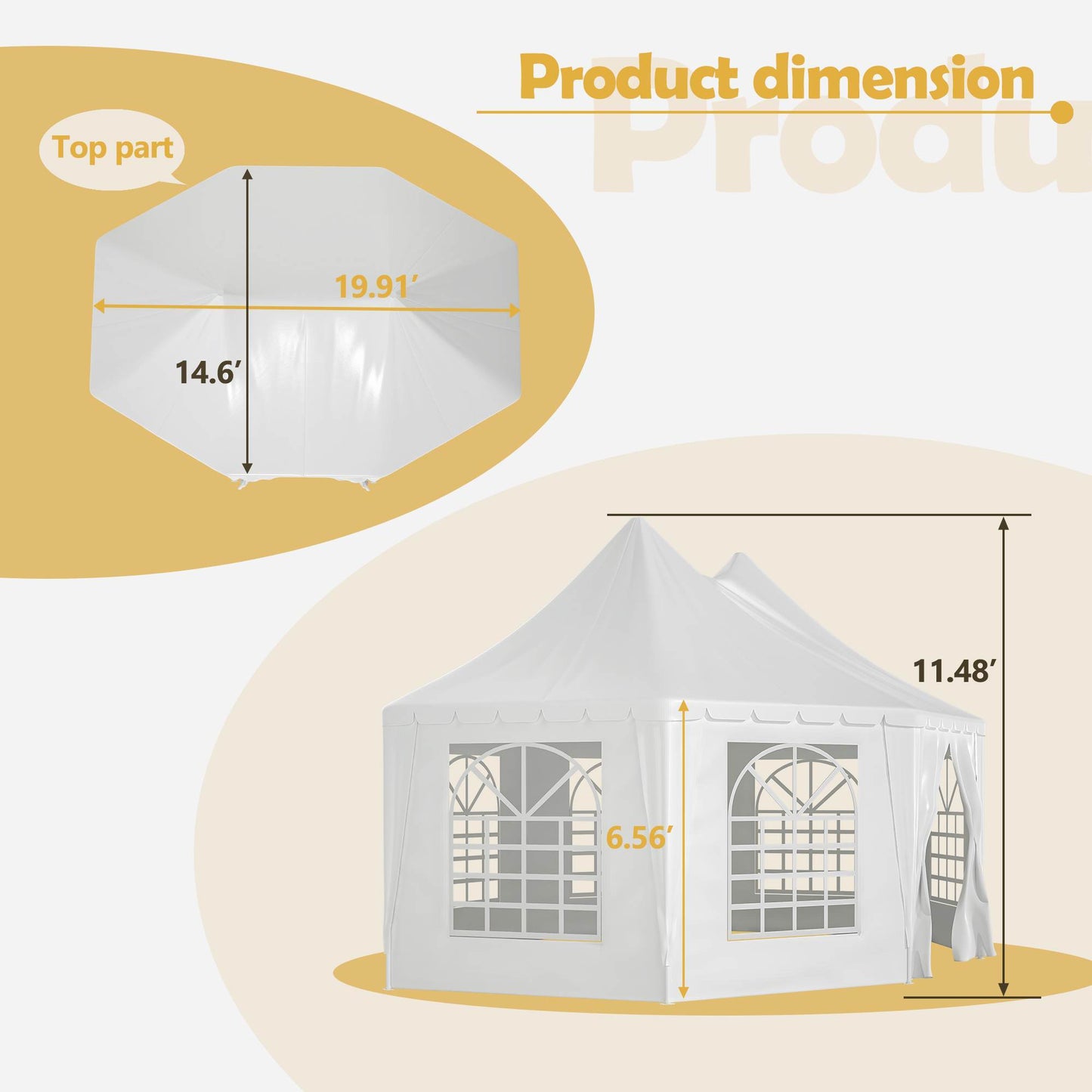 US Local Double Peaked Arabian Shelter,Party Tent,PVC Coated Polyester Roof,Roll-Up Doors And Windows,Removable Side Walls,And Complete Accessorie,White